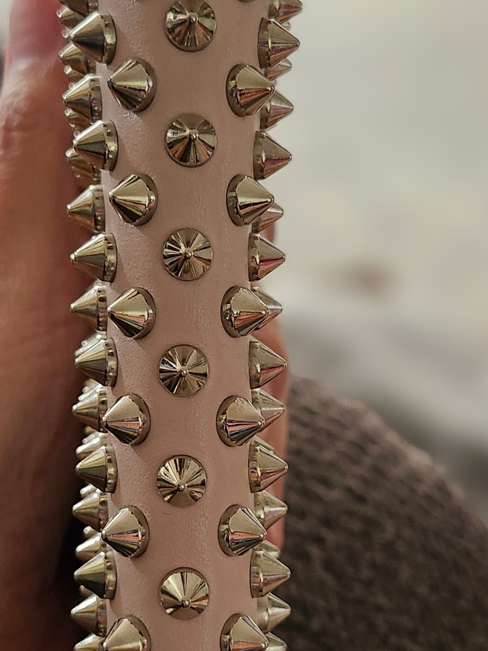 Unbranded Pink Leather Spike Bracelet with Silver Studs